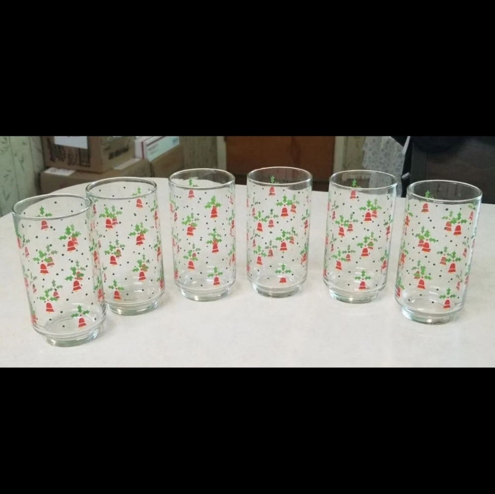 Vtg 70's Set 6 Franco Christmas Bell 12oz Tumblers Excellent Preowned Condition - Picture 8 of 11